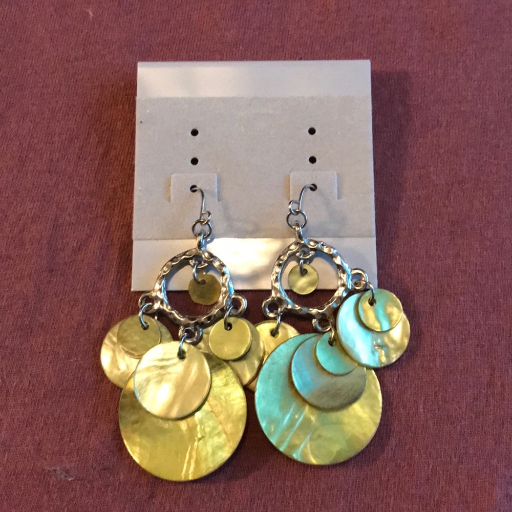 SOLD Green and silver earrings